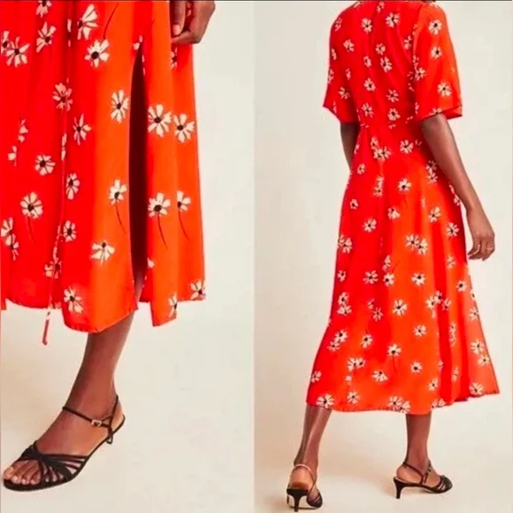 ❤️ NWOT! FAITHFULL THE BRAND × ANTHROPOLOGIE RIVERA FLORAL WRAP MIDI DRESS, S - Picture 4 of 12